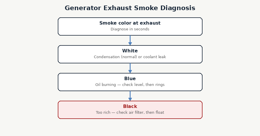 Diagnostic chart for generator exhaust smoke color meaning