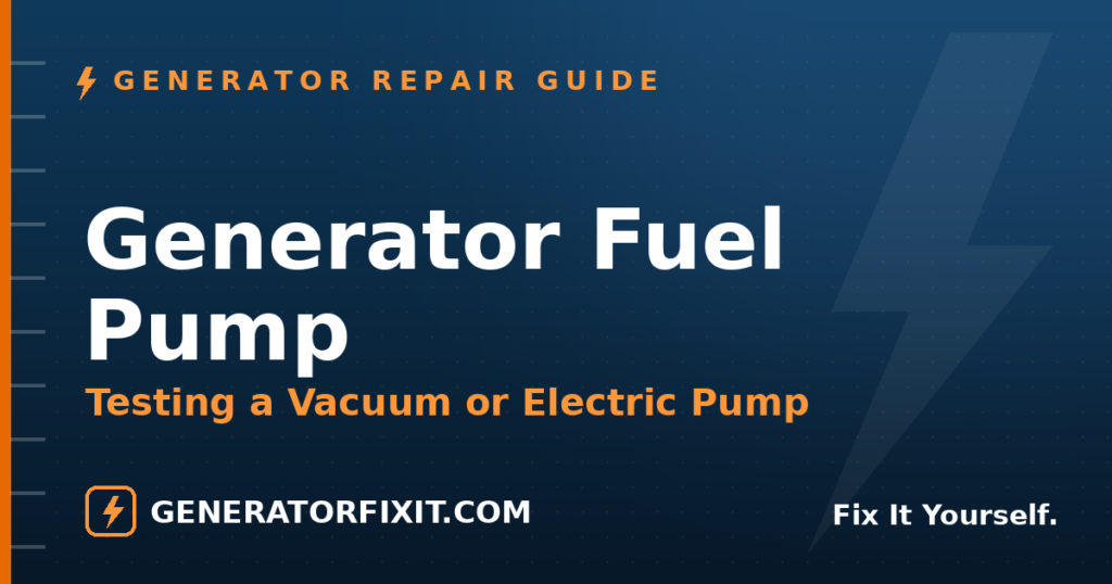 Generator Fuel Pump: How to Test a Vacuum or Electric Pump