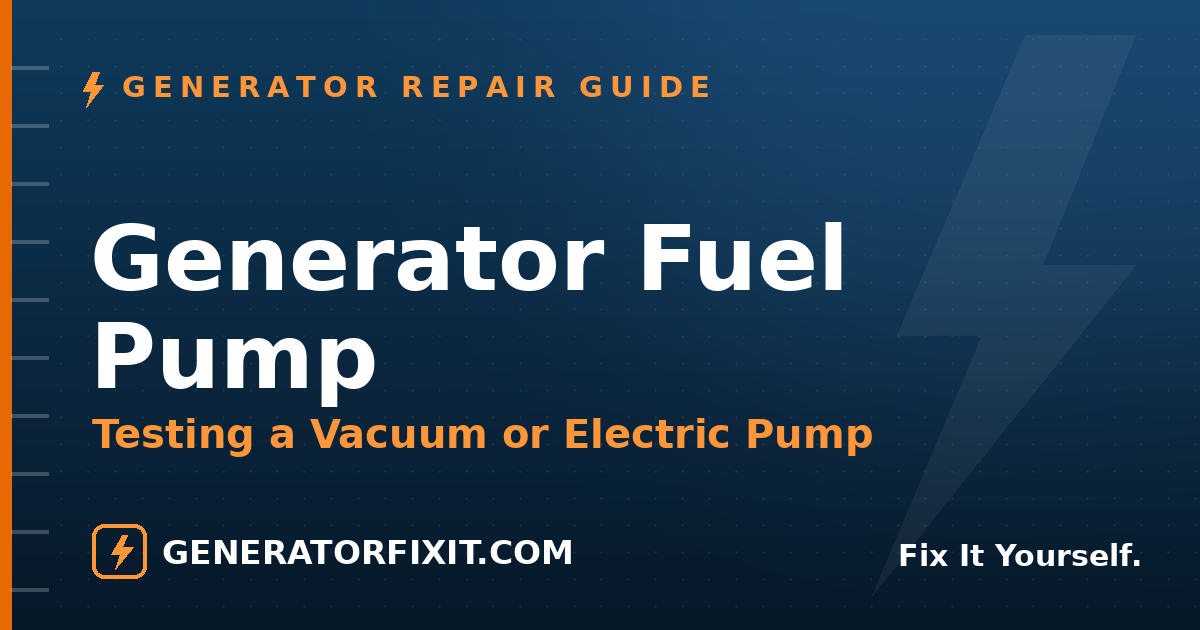 Generator Fuel Pump: How to Test a Vacuum or Electric Pump