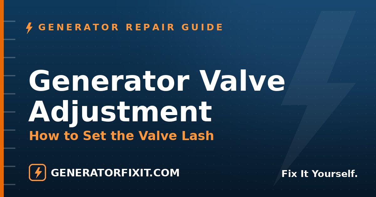 Generator Valve Adjustment: How to Set the Valve Lash
